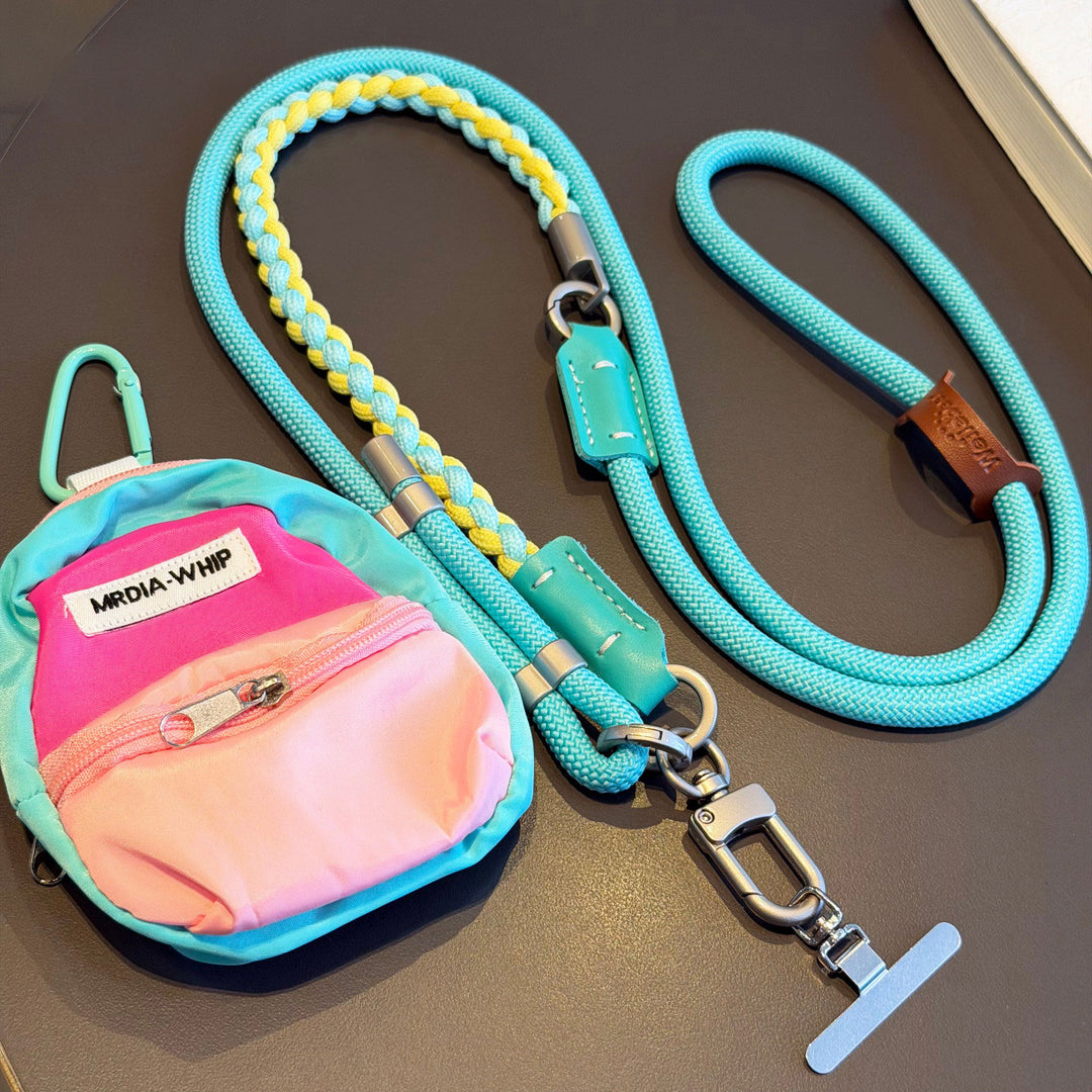 3-in-1 Modern Braided Phone Lanyard with Pouch