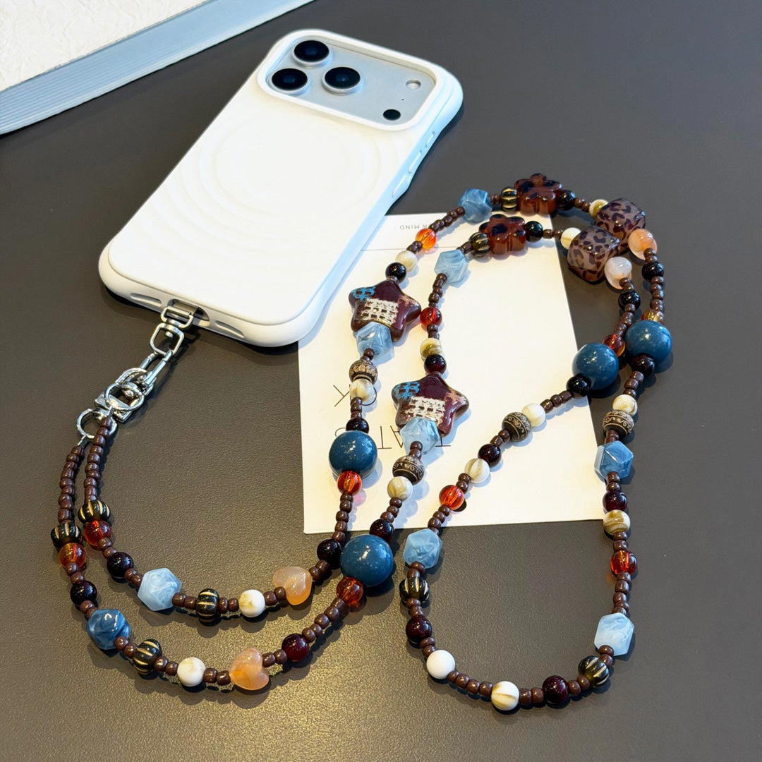 Boho Beaded Crossbody Phone Strap with Charms