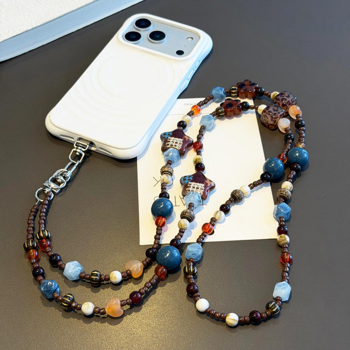 Boho Beaded Crossbody Phone Strap with Charms