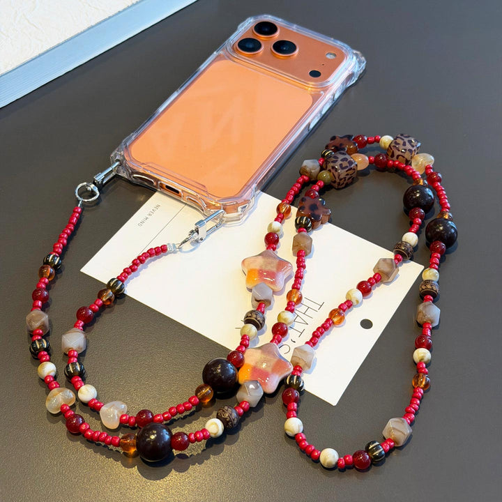 Boho Beaded Crossbody Phone Strap with Charms