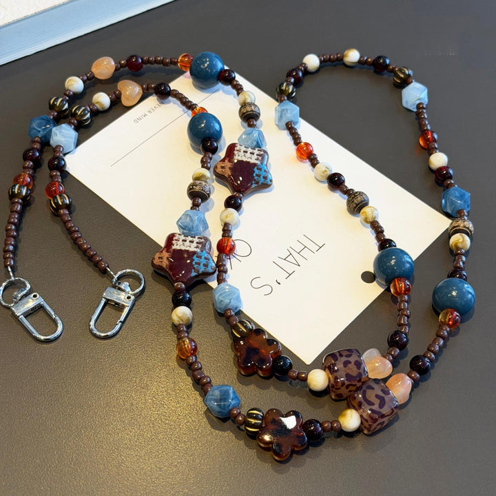 Boho Beaded Crossbody Phone Strap with Charms