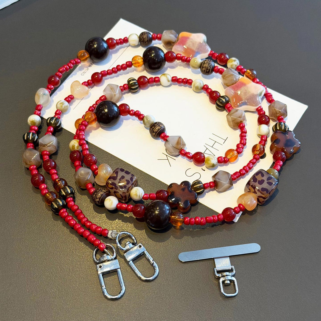 Boho Beaded Crossbody Phone Strap with Charms