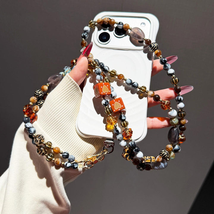 Boho Beaded Crossbody Phone Strap with Charms