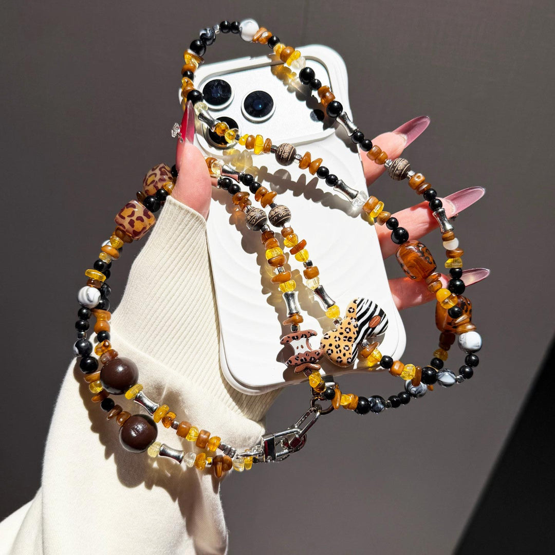 Boho Beaded Crossbody Phone Strap with Charms