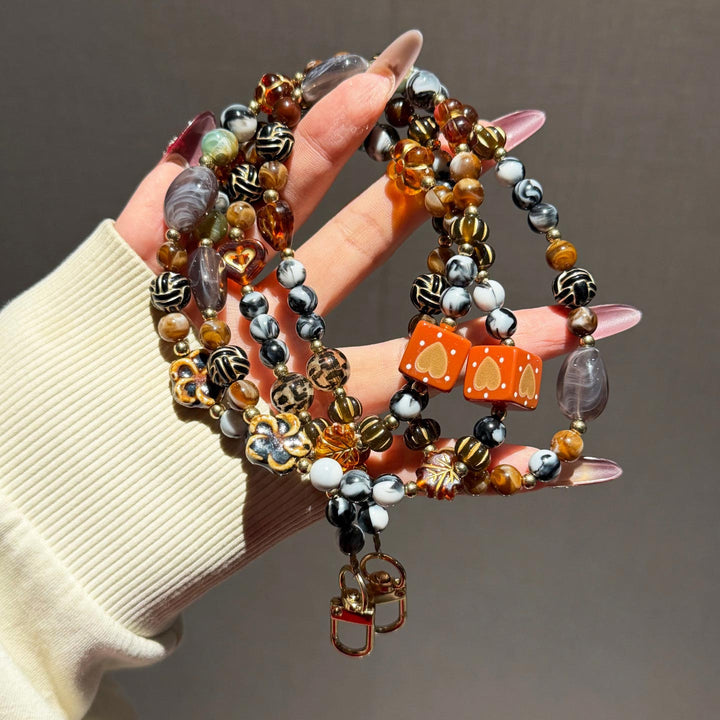 Boho Beaded Crossbody Phone Strap with Charms