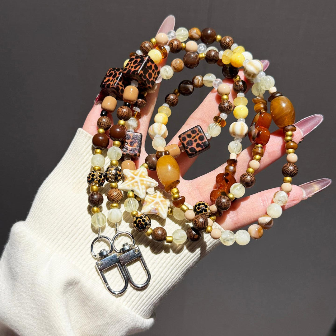 Boho Beaded Crossbody Phone Strap with Charms
