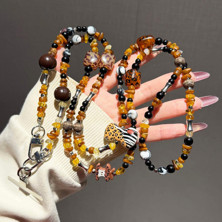 Boho Beaded Crossbody Phone Strap with Charms