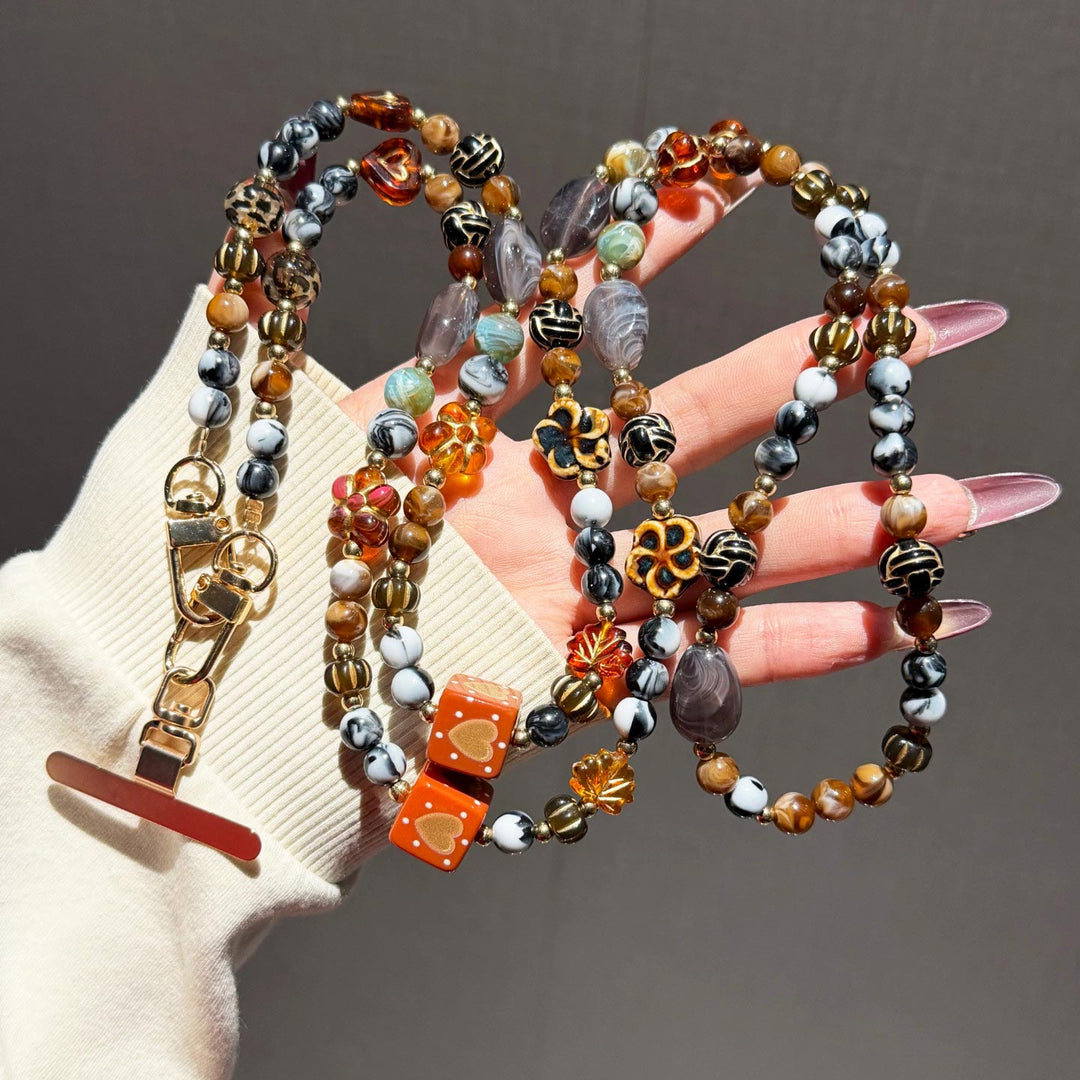 Boho Beaded Crossbody Phone Strap with Charms