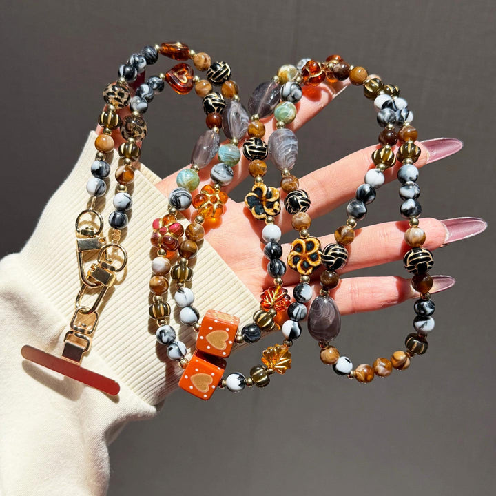 Boho Beaded Crossbody Phone Strap with Charms