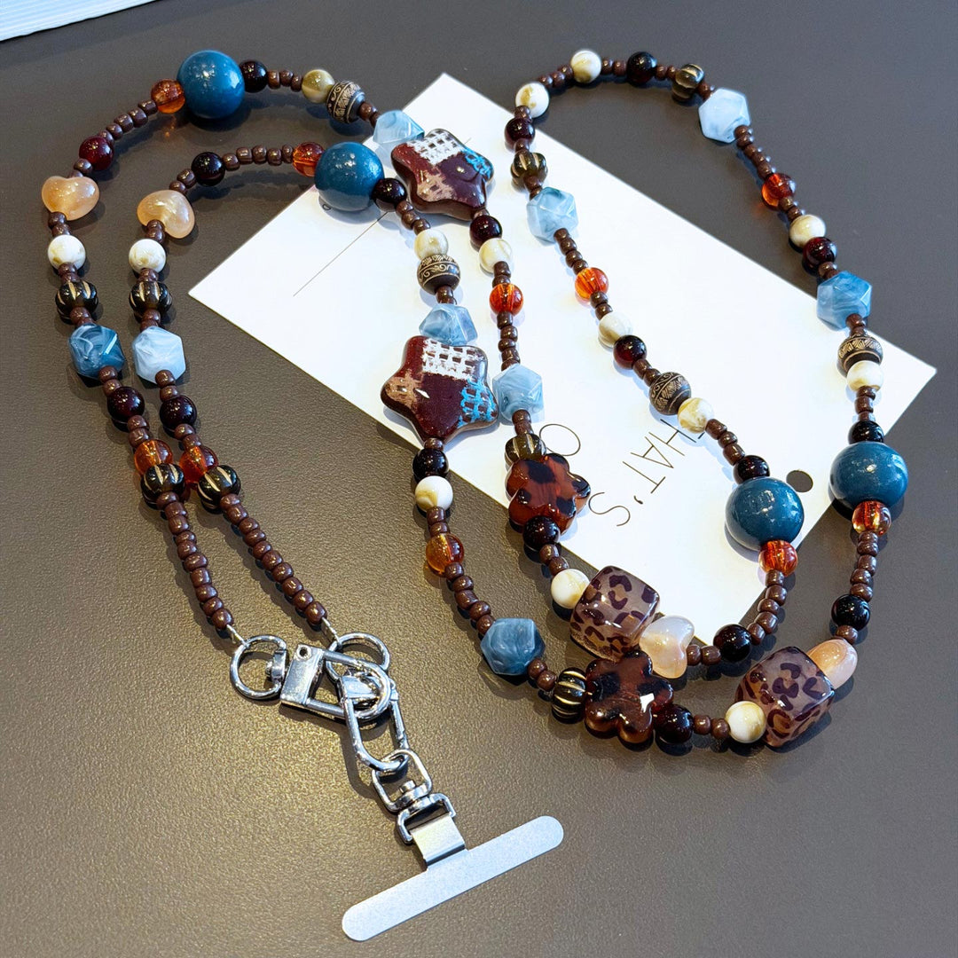 Boho Beaded Crossbody Phone Strap with Charms