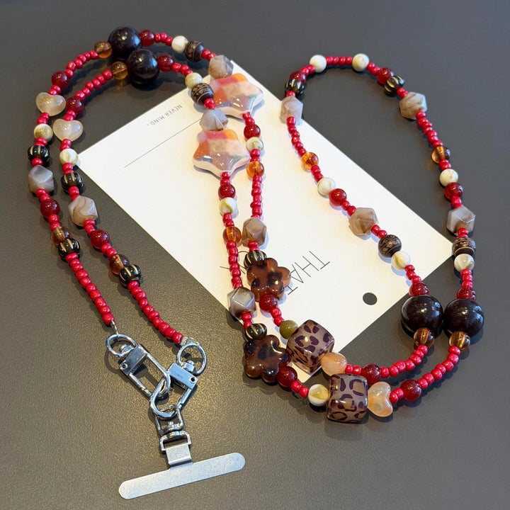 Boho Beaded Crossbody Phone Strap with Charms