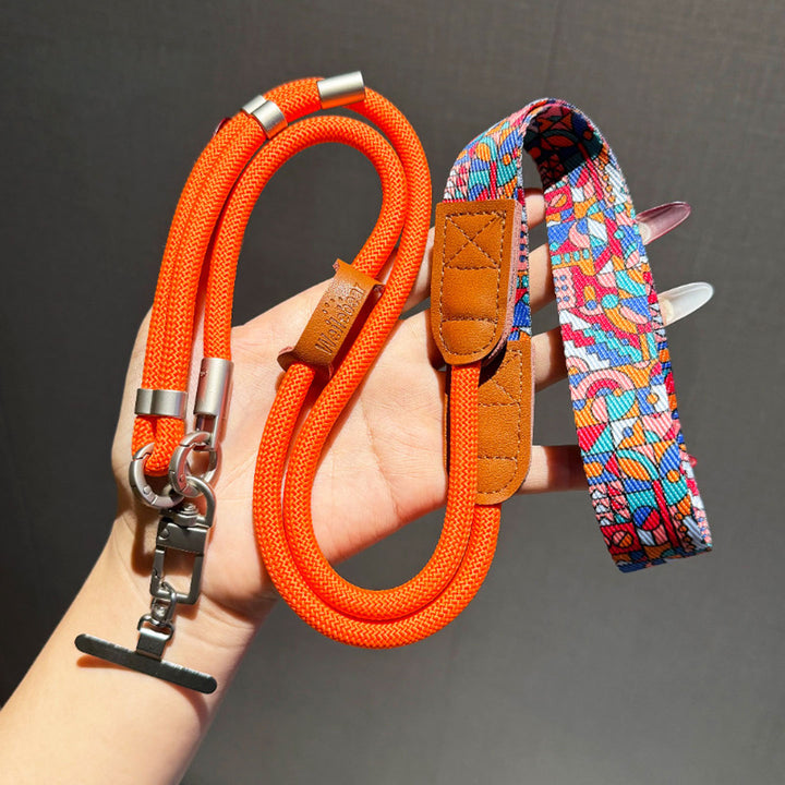 Bohemian Crossbody Phone Lanyard with Woven Trim