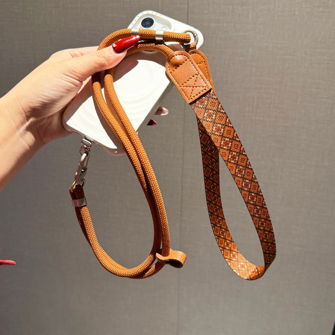 Geometric-Pattern Crossbody Phone Lanyard