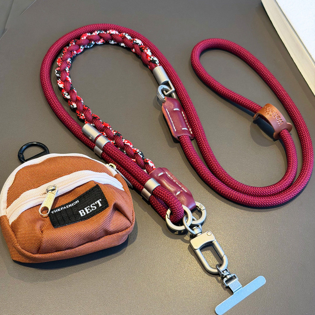 3-in-1 Modern Braided Phone Lanyard with Pouch