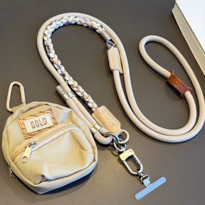 3-in-1 Modern Braided Phone Lanyard with Pouch