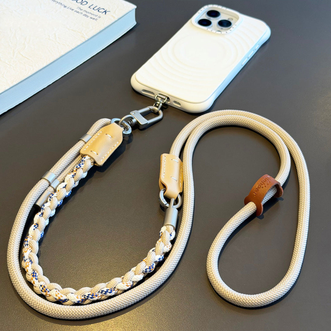 3-in-1 Modern Braided Phone Lanyard with Pouch