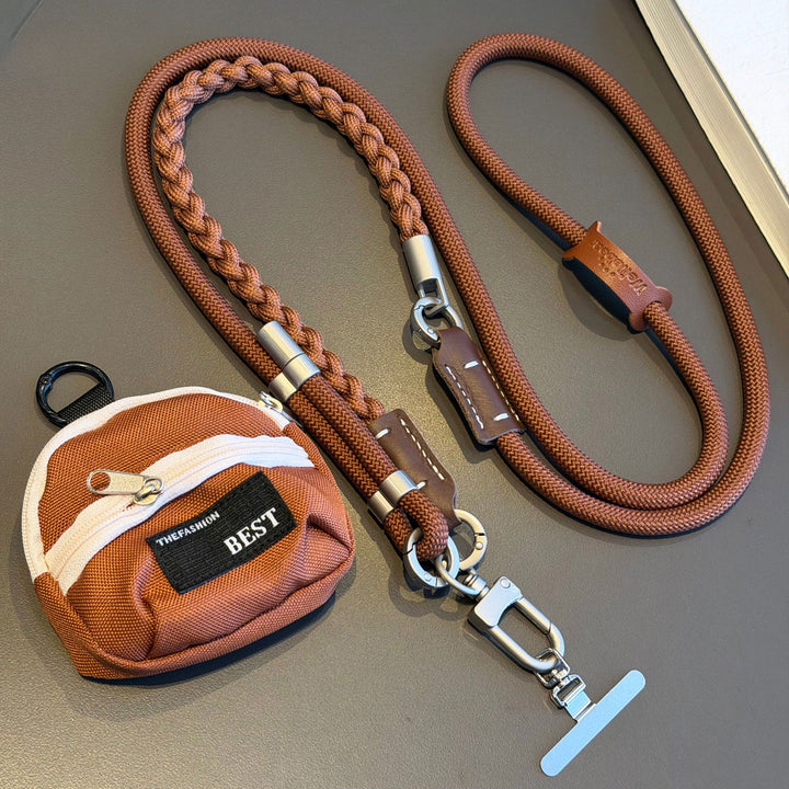 3-in-1 Modern Braided Phone Lanyard with Pouch