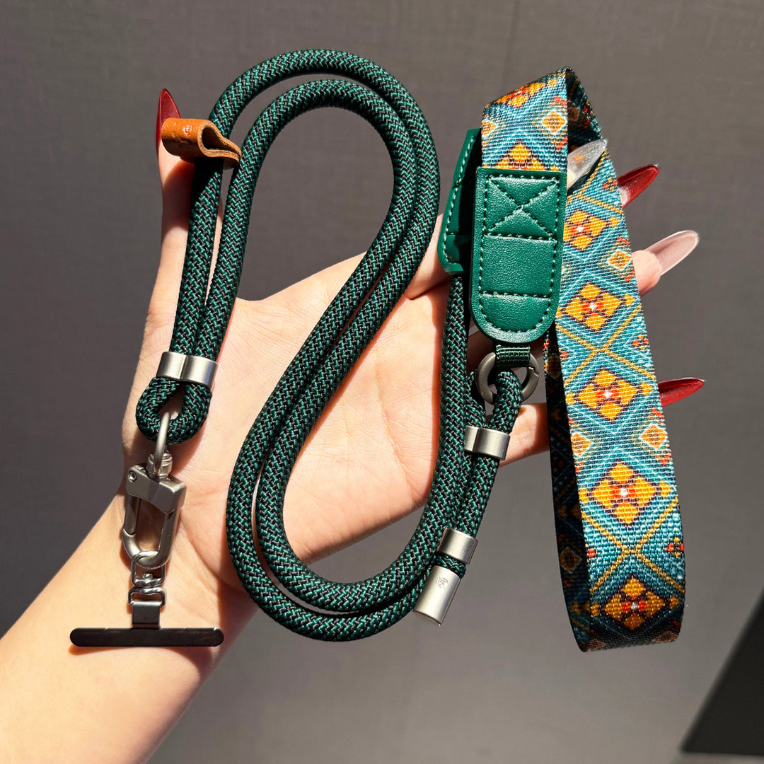 Geometric-Pattern Crossbody Phone Lanyard