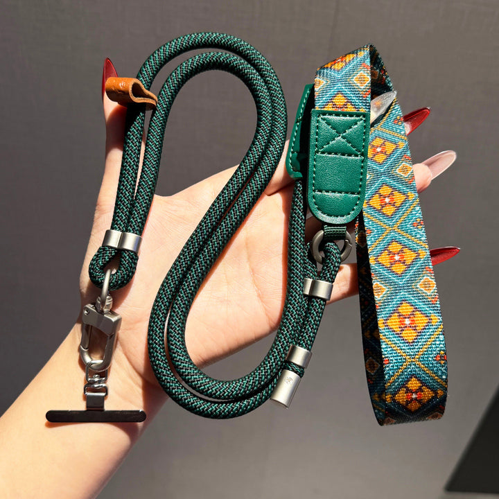 Geometric-Pattern Crossbody Phone Lanyard