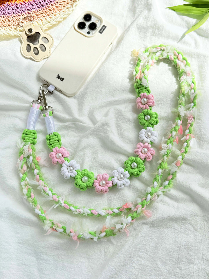 Handmade Pearl & Floral Phone Lanyard — DIY Kit Available