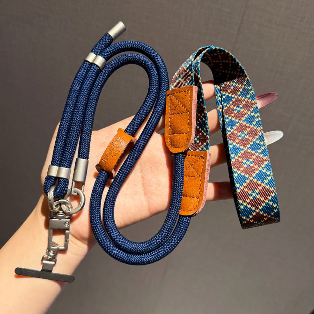 Bohemian Crossbody Phone Lanyard with Woven Trim