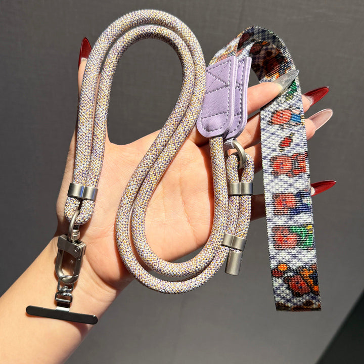 Geometric-Pattern Crossbody Phone Lanyard