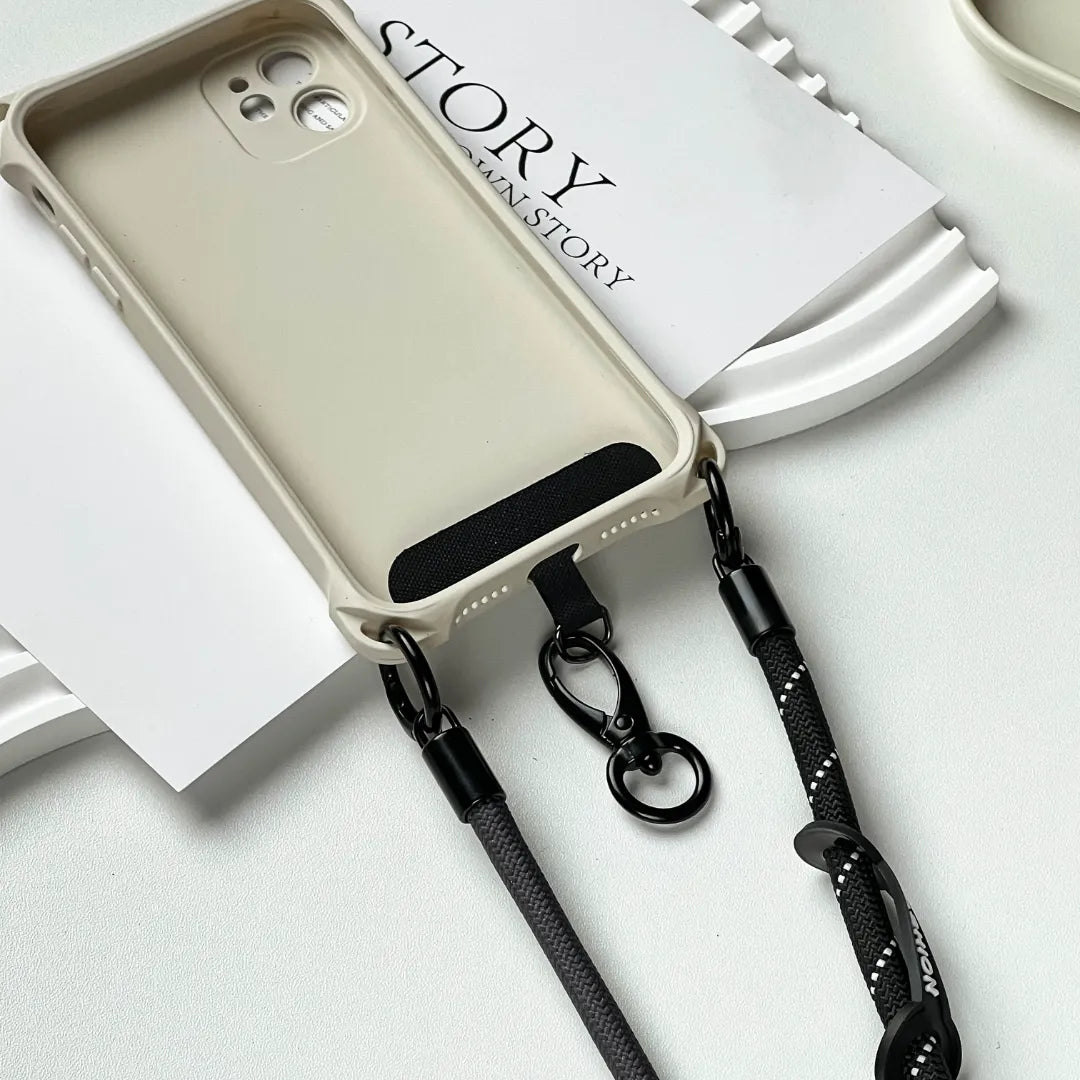 Secure handheld black braided phone wrist strap designed to prevent accidental dropsl#color_black