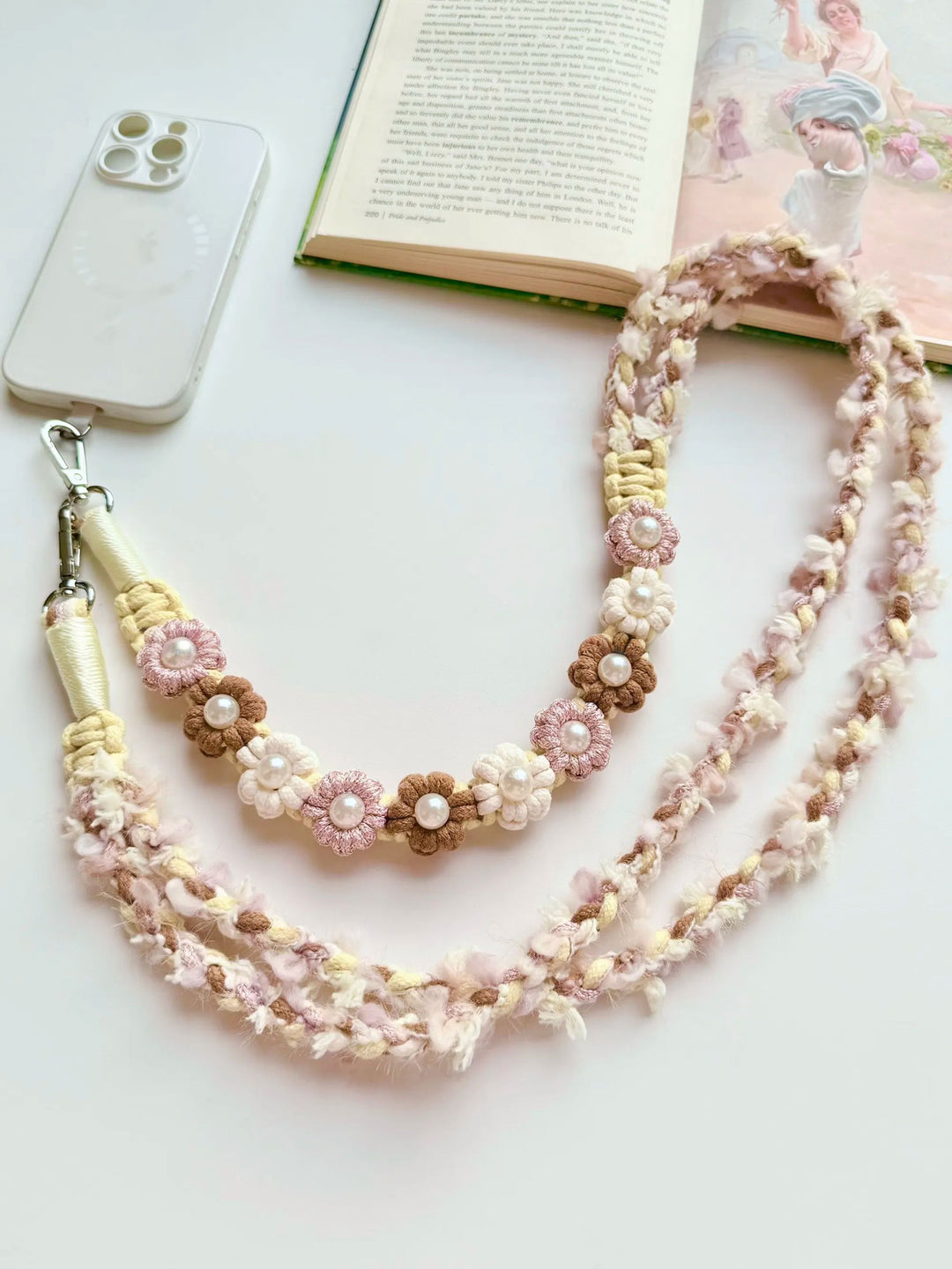 Handmade Pearl & Floral Phone Lanyard — DIY Kit Available