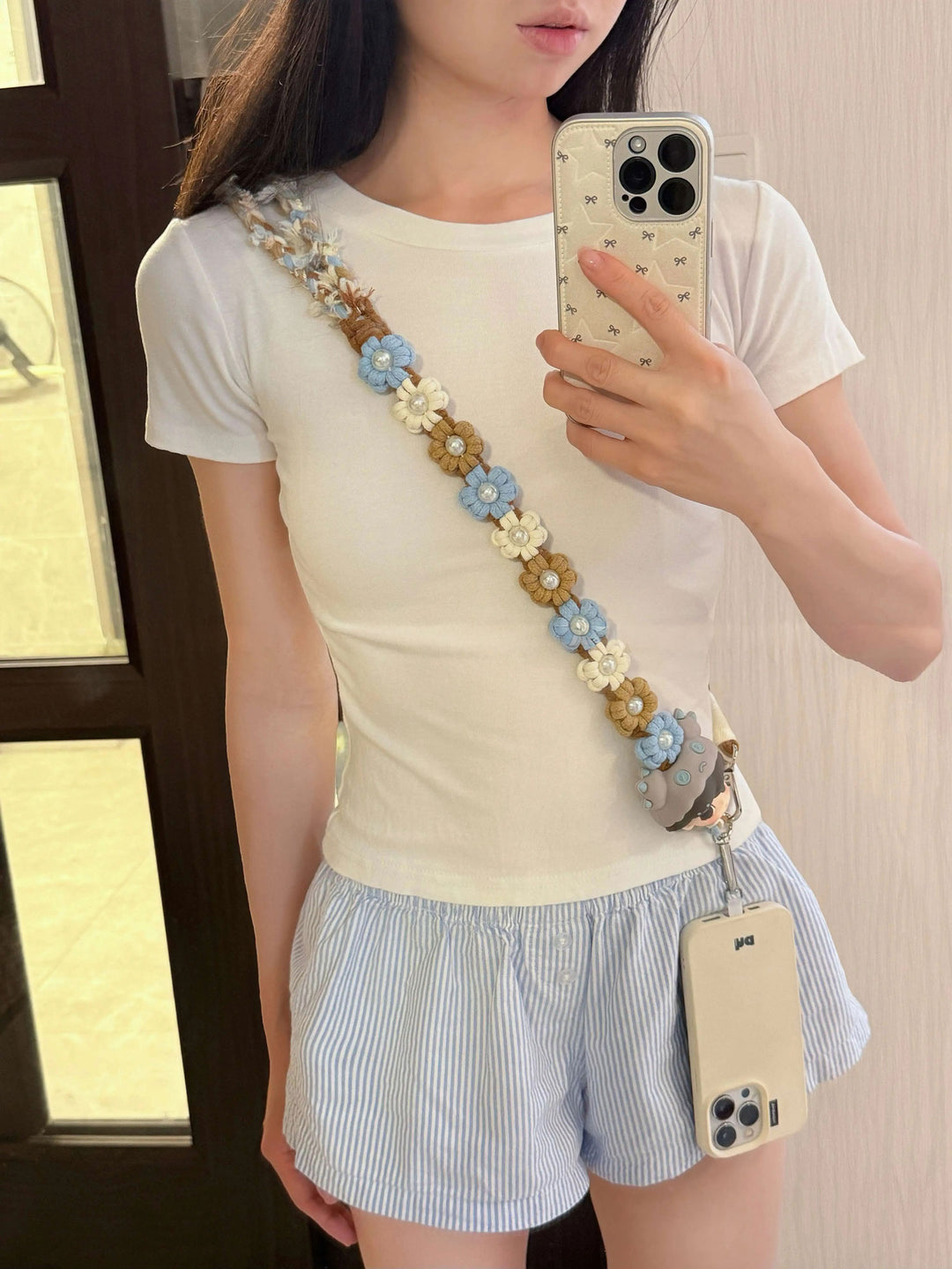 Handmade Pearl & Floral Phone Lanyard — DIY Kit Available