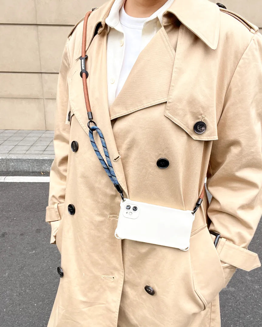 High end navy blue iPhone lanyard accessory suitable for all smartphone models and cases#color_brown