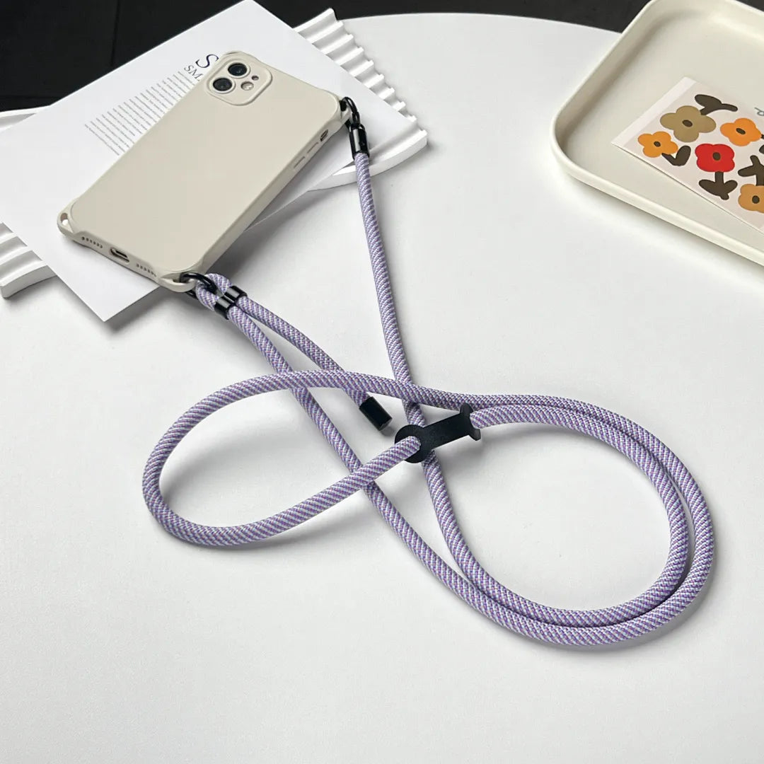 Lavender phone strap displayed with clean rope design highlighting cool tone finish and simple structure#color_purple
