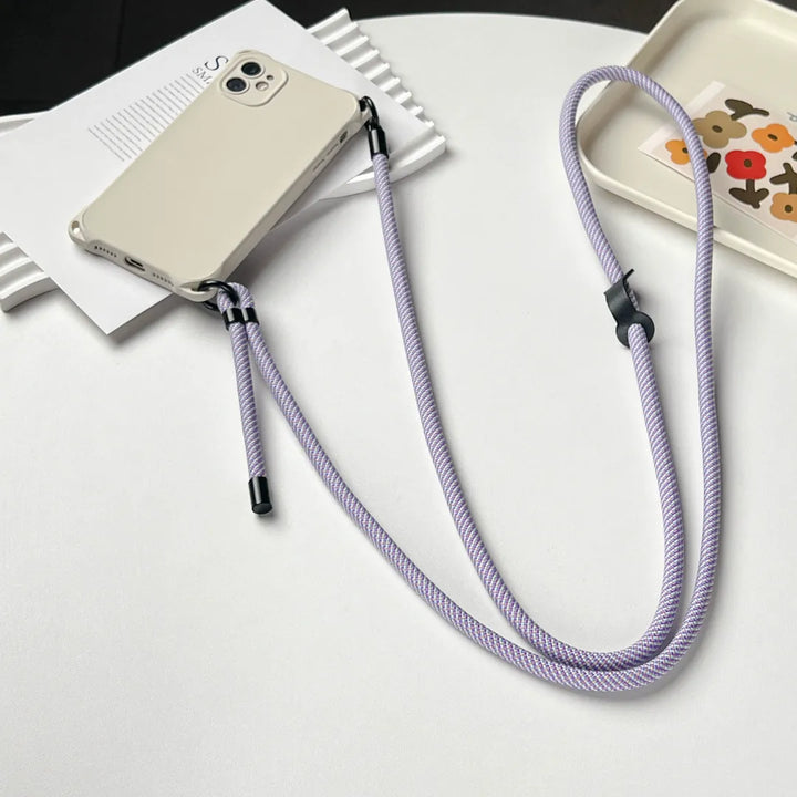 Detachable charm lavender phone strap design allowing decorative and functional customization#color_purple