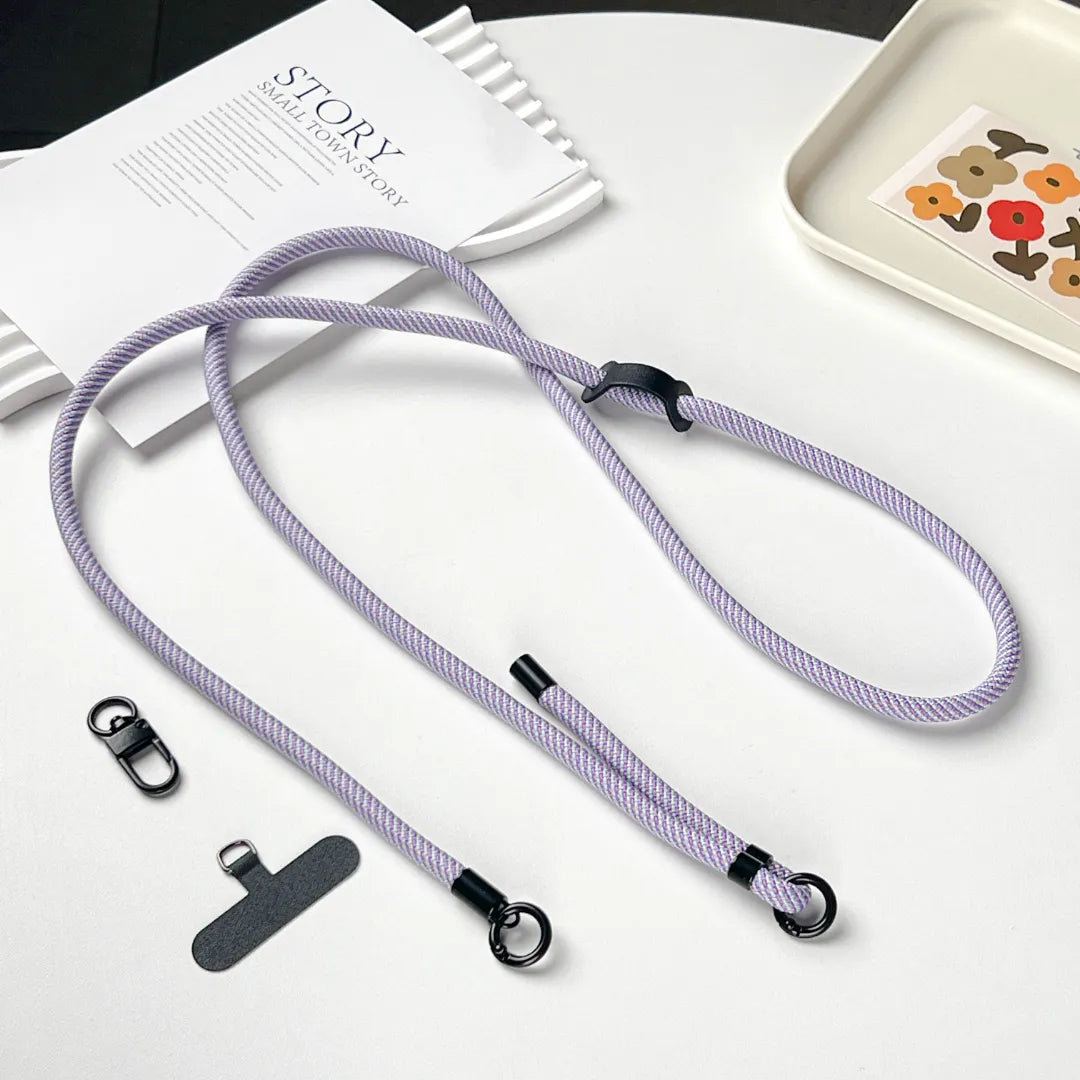 Close up view of lavender phone strap rope knot detail showing craftsmanship and secure construction#color_purple