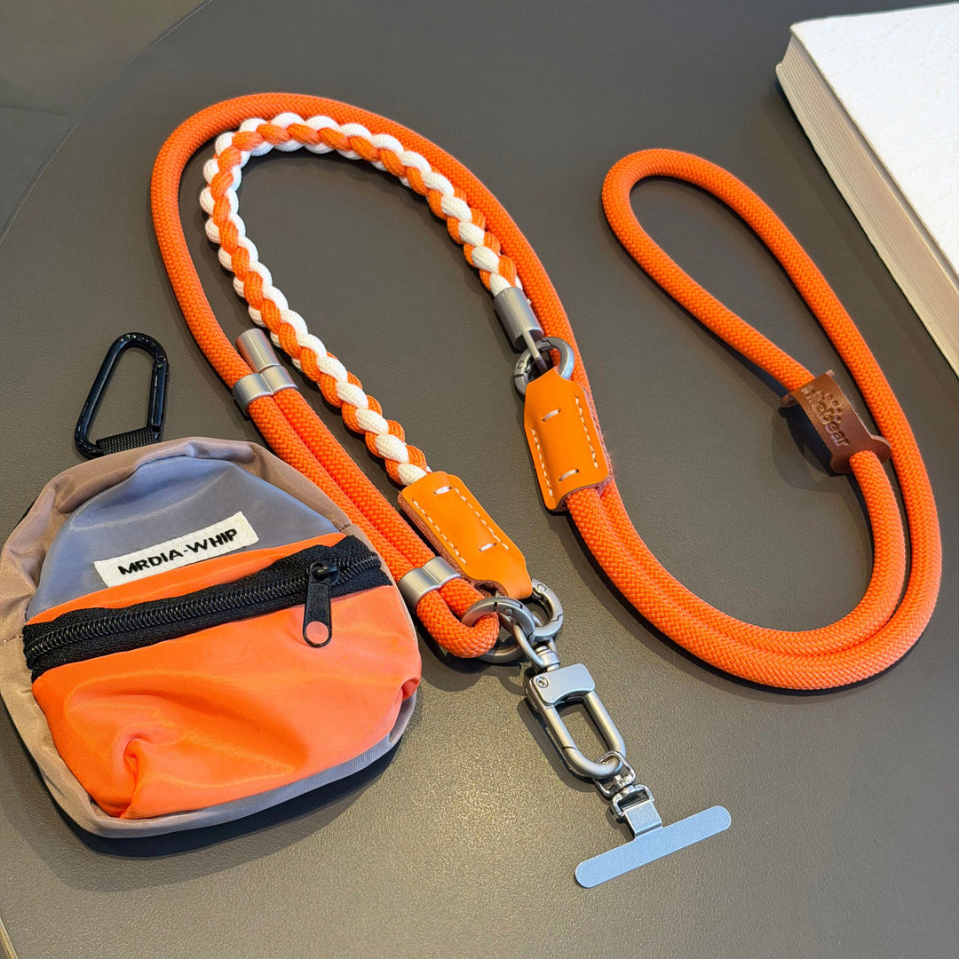 3-in-1 Modern Braided Phone Lanyard with Pouch