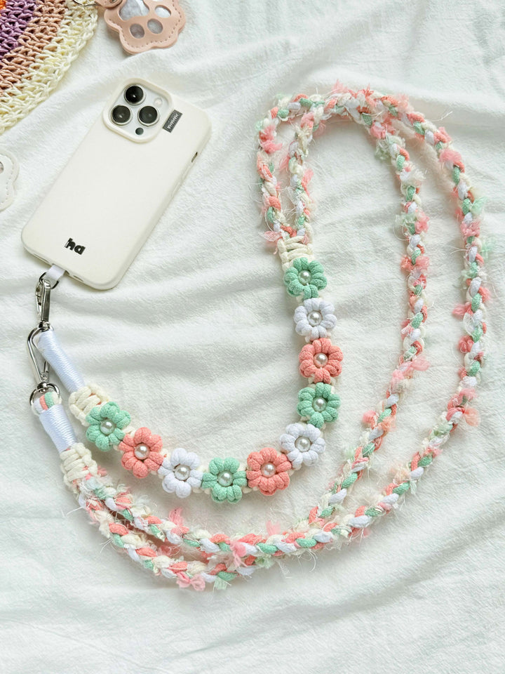 Handmade Pearl & Floral Phone Lanyard — DIY Kit Available