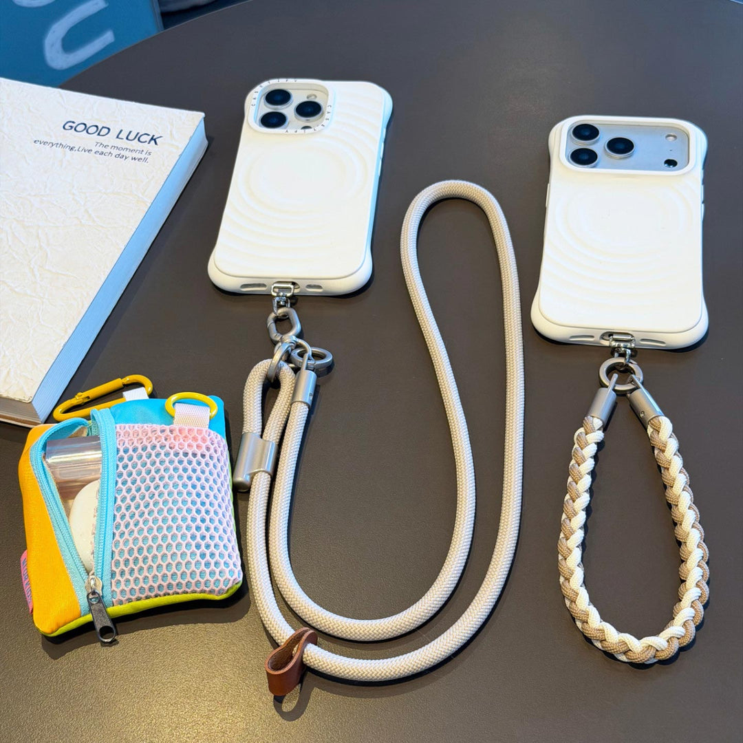 3-in-1 Modern Braided Phone Lanyard with Pouch
