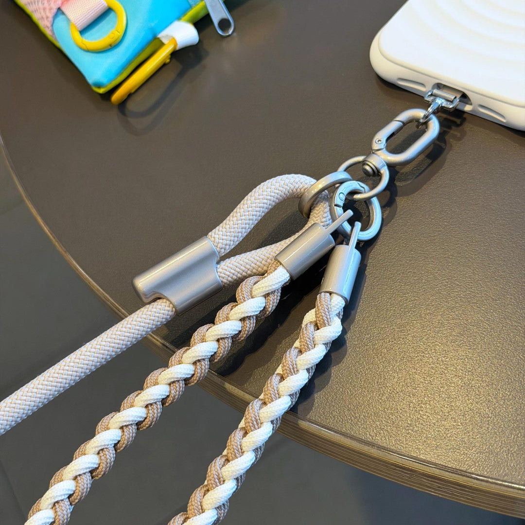 3-in-1 Modern Braided Phone Lanyard with Pouch