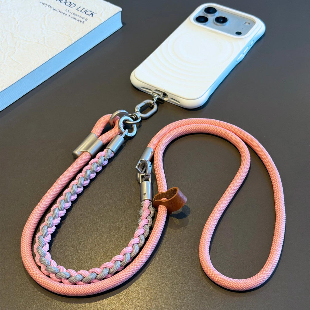 3-in-1 Modern Braided Phone Lanyard with Pouch