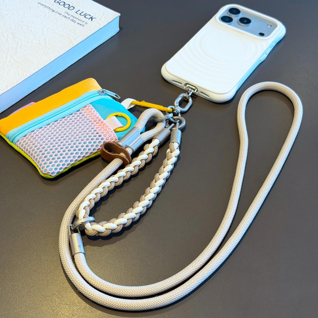 3-in-1 Modern Braided Phone Lanyard with Pouch