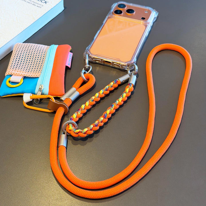 3-in-1 Modern Braided Phone Lanyard with Pouch