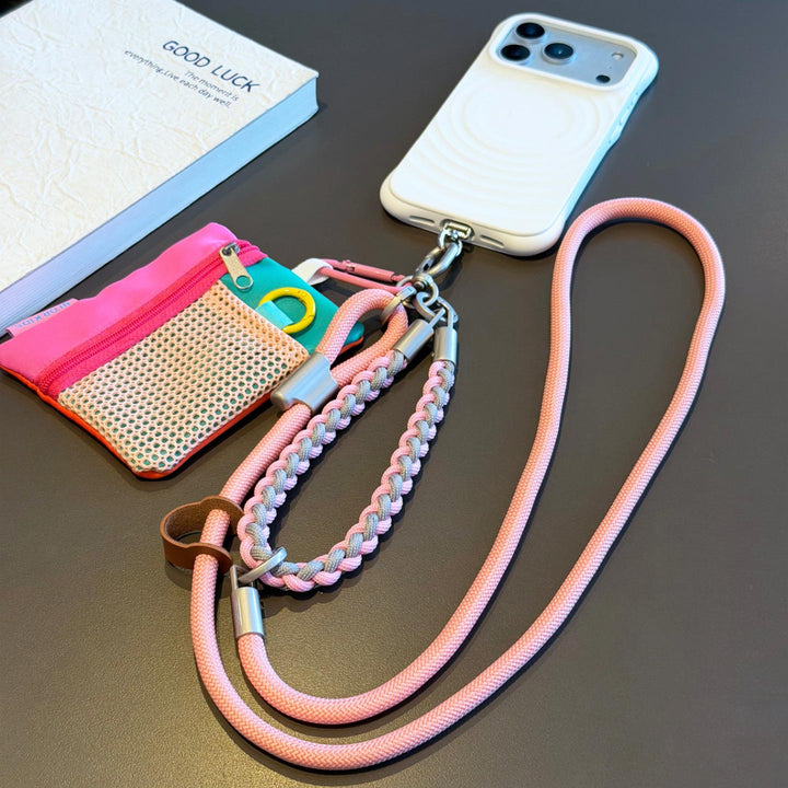 3-in-1 Modern Braided Phone Lanyard with Pouch