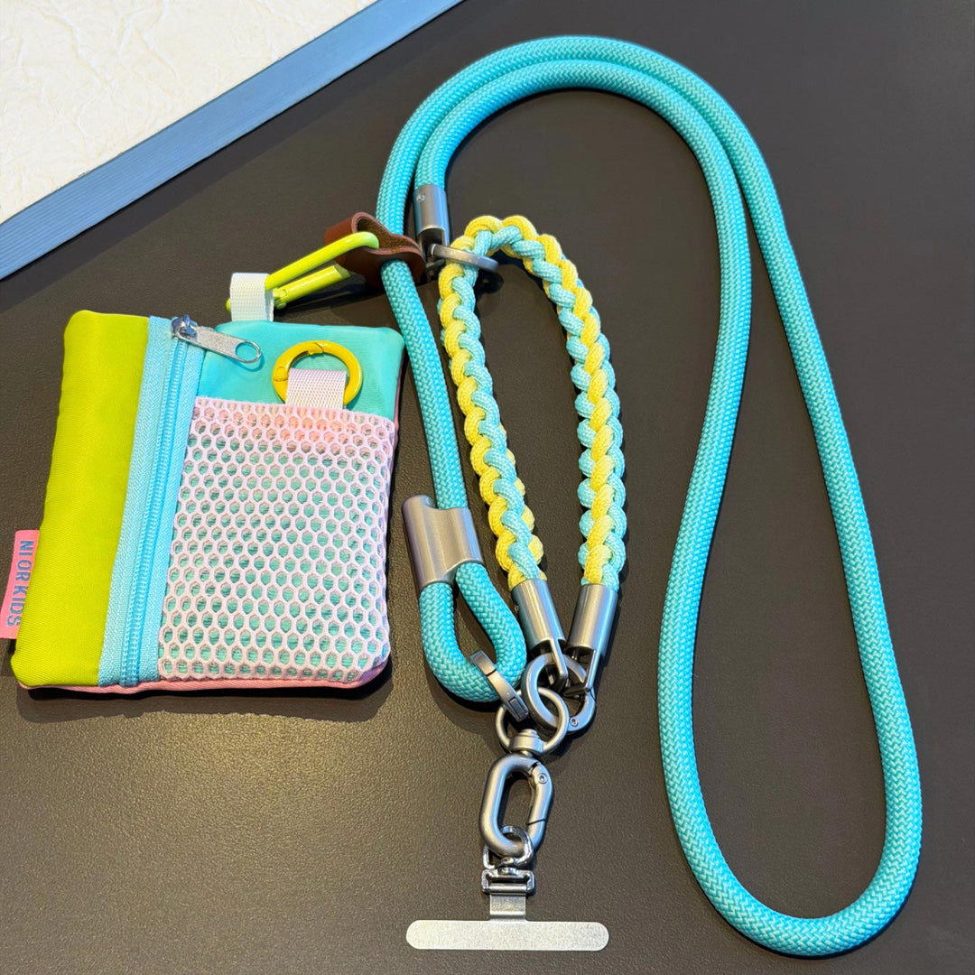 3-in-1 Modern Braided Phone Lanyard with Pouch