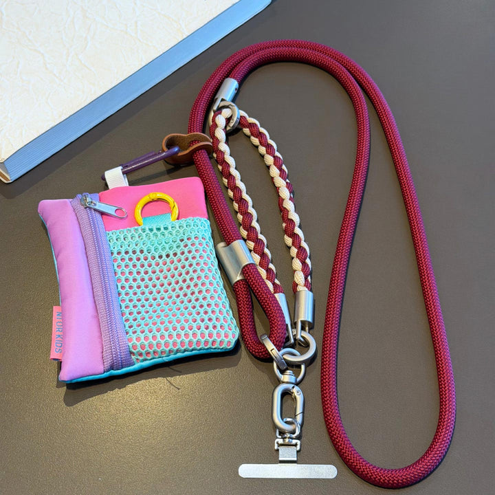 3-in-1 Modern Braided Phone Lanyard with Pouch
