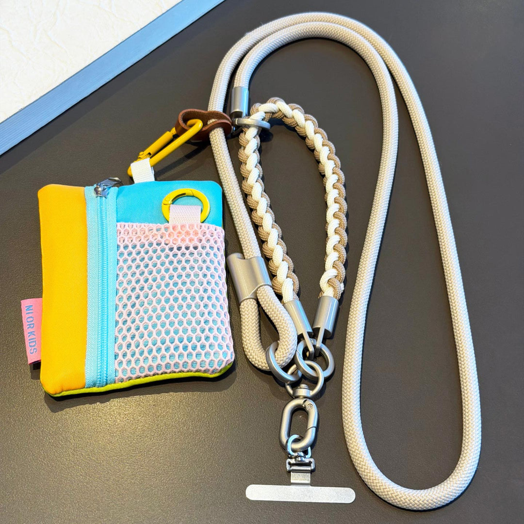 3-in-1 Modern Braided Phone Lanyard with Pouch