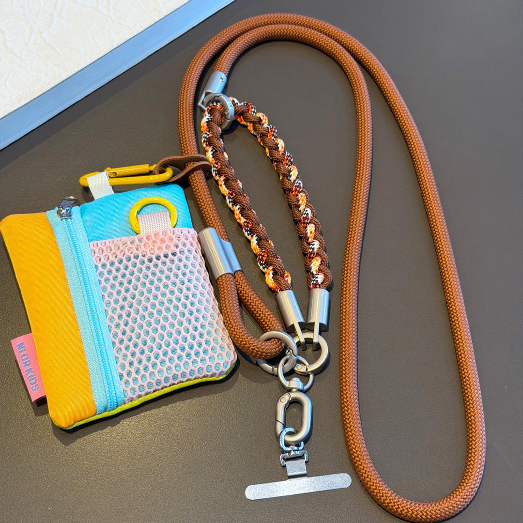 3-in-1 Modern Braided Phone Lanyard with Pouch