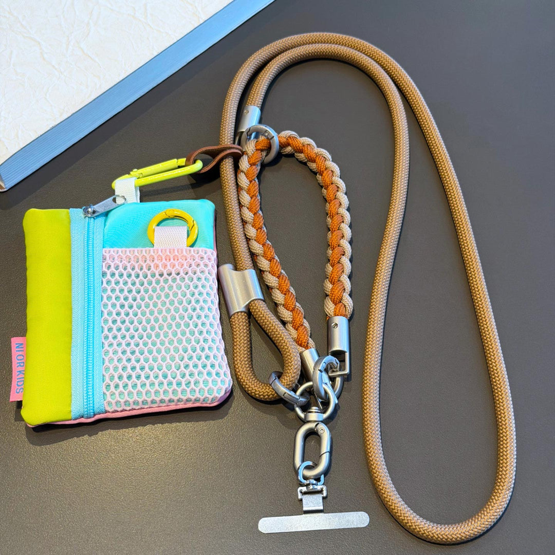 3-in-1 Modern Braided Phone Lanyard with Pouch