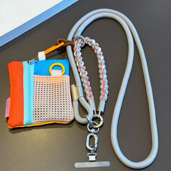 3-in-1 Modern Braided Phone Lanyard with Pouch