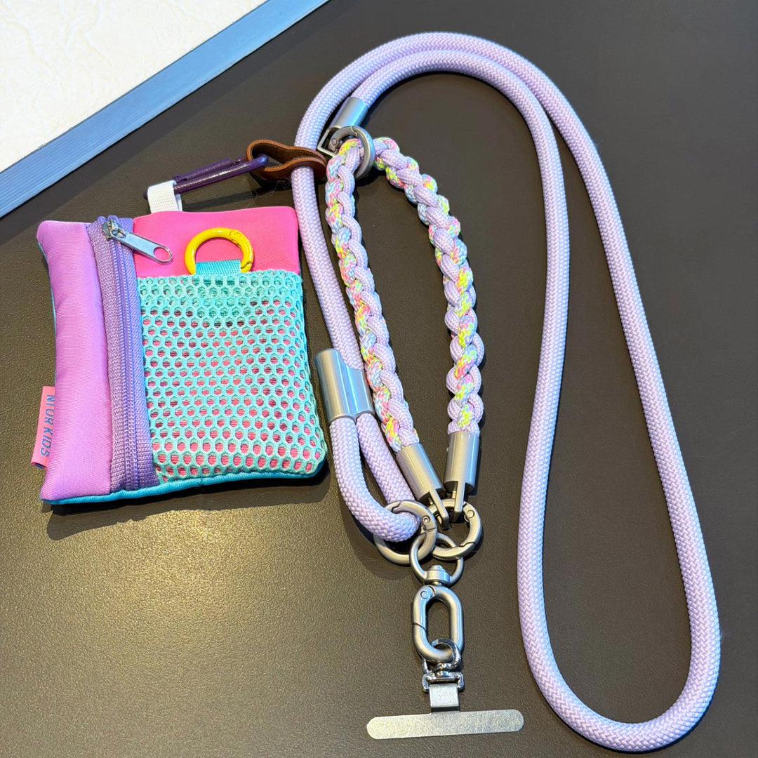 3-in-1 Modern Braided Phone Lanyard with Pouch