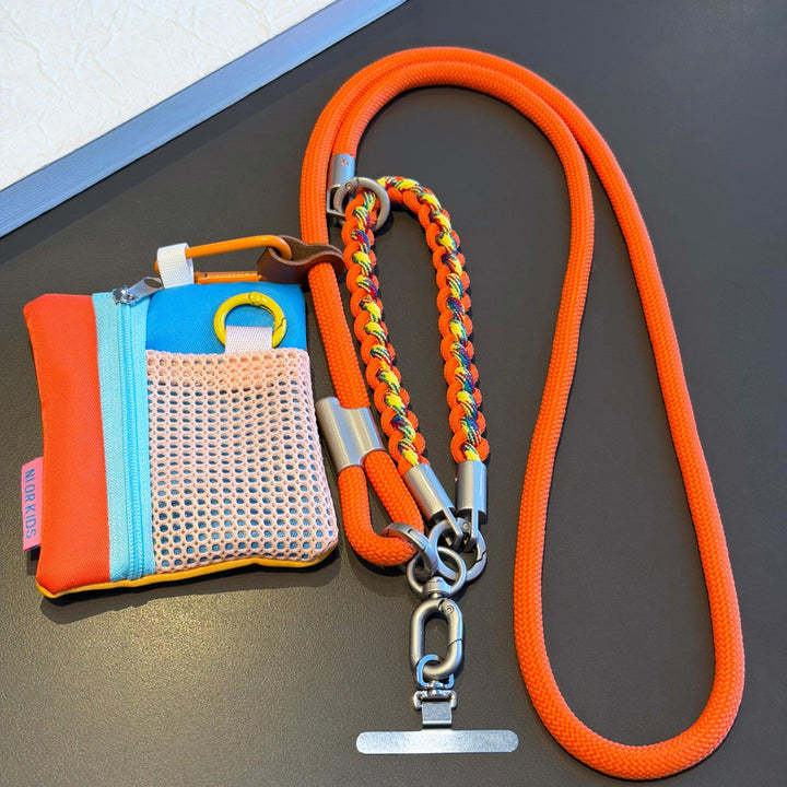 3-in-1 Modern Braided Phone Lanyard with Pouch