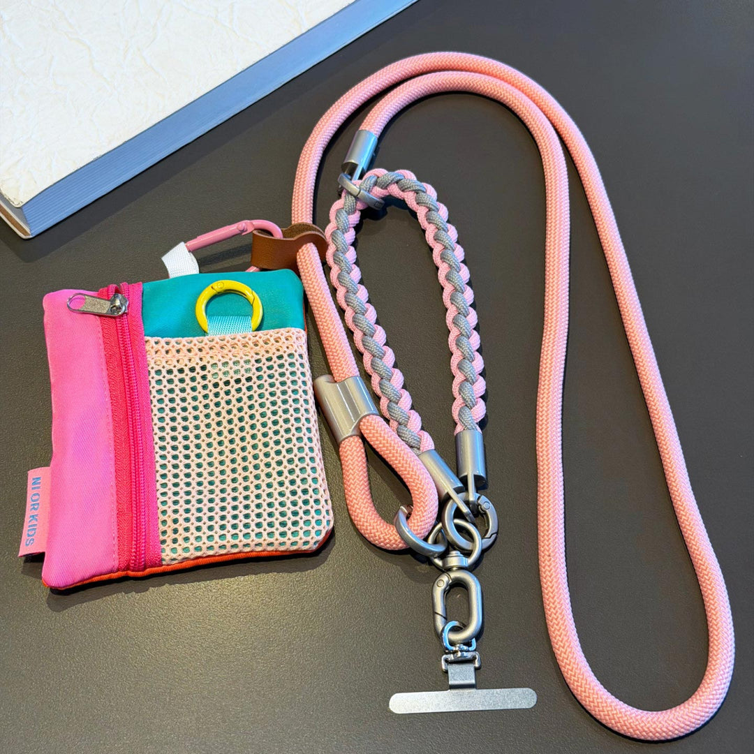 3-in-1 Modern Braided Phone Lanyard with Pouch